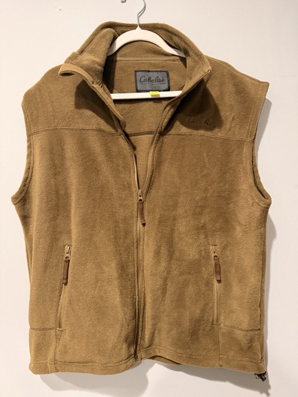 Cabela's Mens Fleece Vest Full Zip Tan Brown Size Medium Outdoor Gear